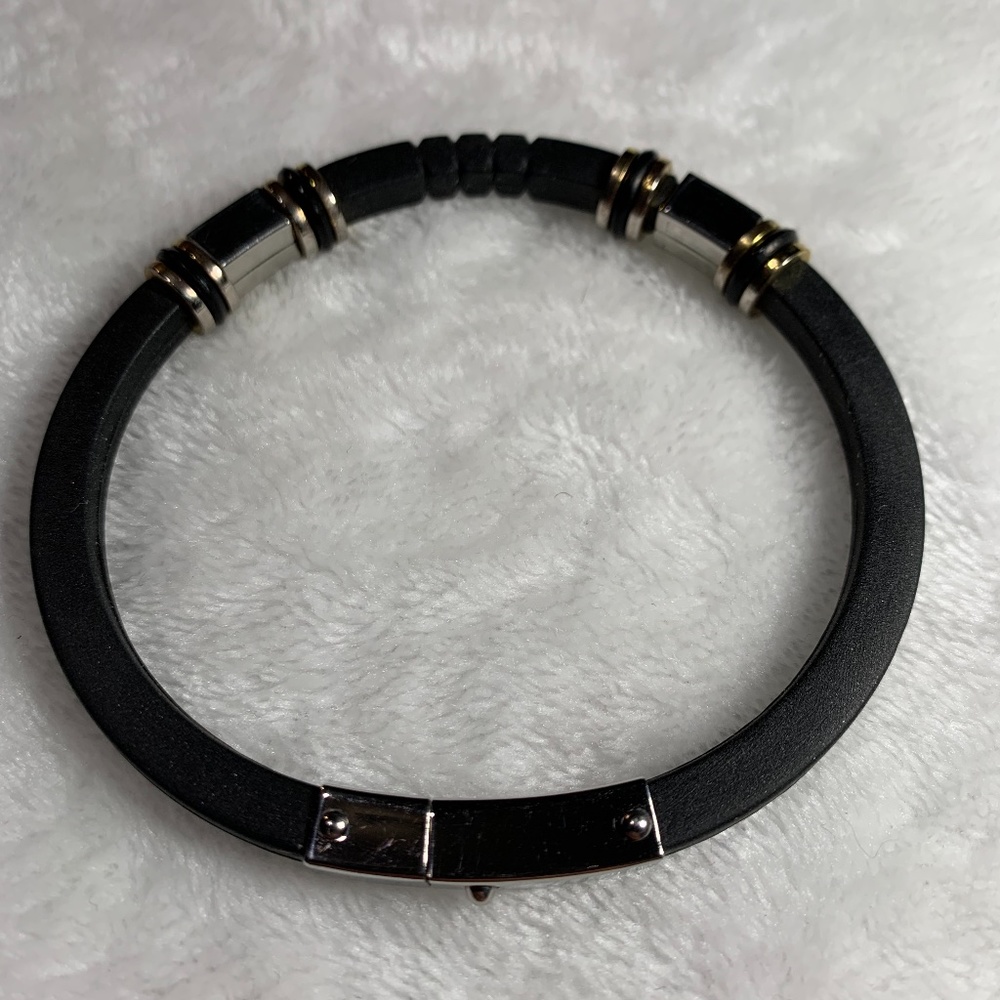 Fashion Rubber Stainless Steel Square Bracelet Men